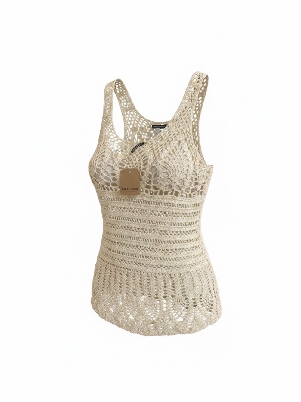 EARTHBOUND Cream Crochet Lace Tank Top